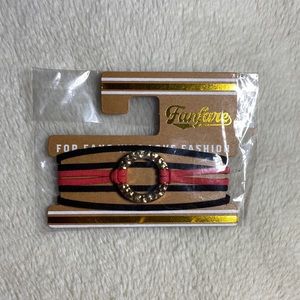 •Black & Red Faux Suede Cord Bracelet - NWT